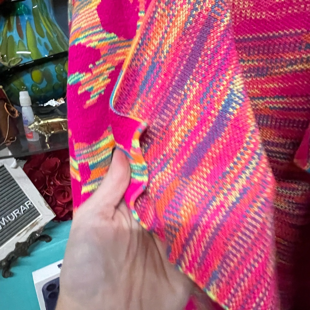 Crazy Train Hot Pink Multicolor Drape Cardigan - Picture 7 of 8